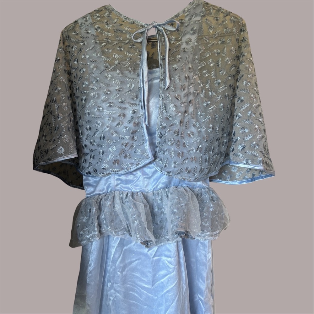 Corset Blue Lace Gown with Cloak (Custom-Made)